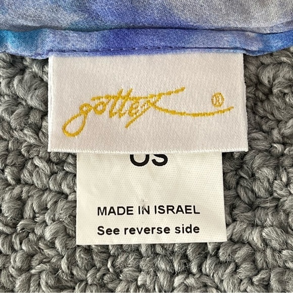 Gottex 100% Silk Floral Purple Scarf Wrap Shawl Beach One Size Cover Up 48X25 - Picture 4 of 6